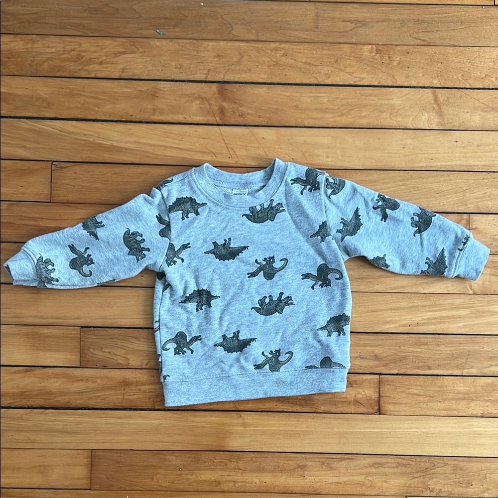Carter's Gray and Green Dinosaur Print Sweatshirt